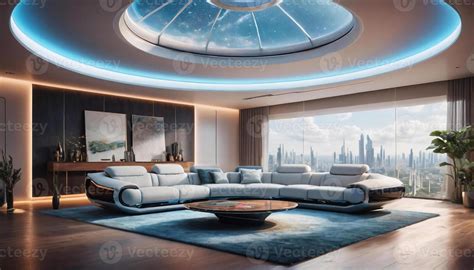 AI generated Large living room in futuristic style, Futuristic ...