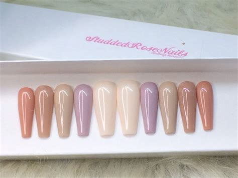 Naked Coffin Nails Press On Nails Fake Nails False Etsy