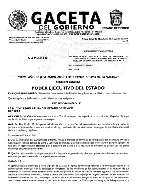 PODER EJECUTIVO DEL ESTADO Gobierno del Estado de México