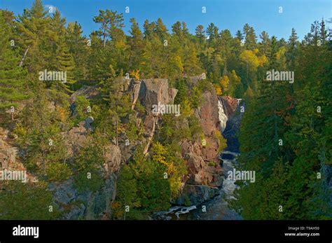 Mississagi River Flows Over The Precambrian Shield Rock At Aubrey Falls