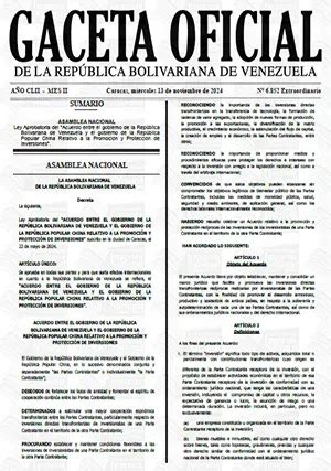 Gaceta Oficial Venezuela 6852 13 11 2024 Gaceta Oficial De Venezuela