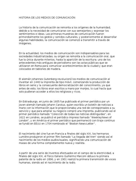 Historia De La Comunicacion Pdf Medios De Comunicación Libros