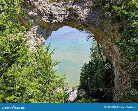 Mackinac Island Arch Rock In Michigan Stock Photo Image Of View