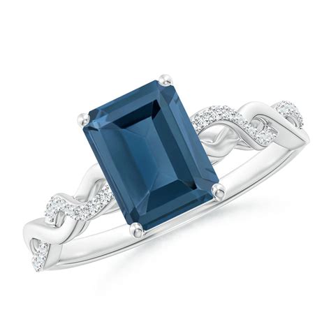 Buy Angara Emerald Cut Solitaire London Blue Topaz Infinity Twist Ring Rose Golddeep Greenish