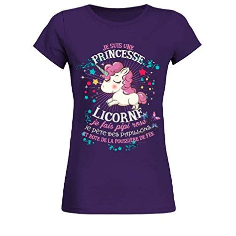 TEEZILY T Shirt Je Suis Une Princesse Licorne Femme