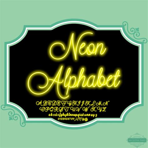 Neon Glow Effect Script Alphabet Png Clip Art Letters Font Etsy