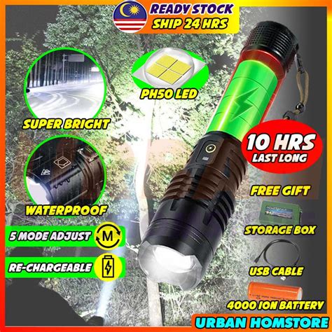 XHP50 Flashlight Torch Light Super Bright Waterproof LED Flashlight