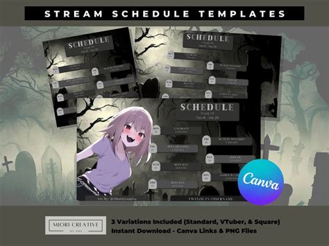 Spooky Vtuber Schedule Template Gothic Vtuber Twitch Stream Etsy In