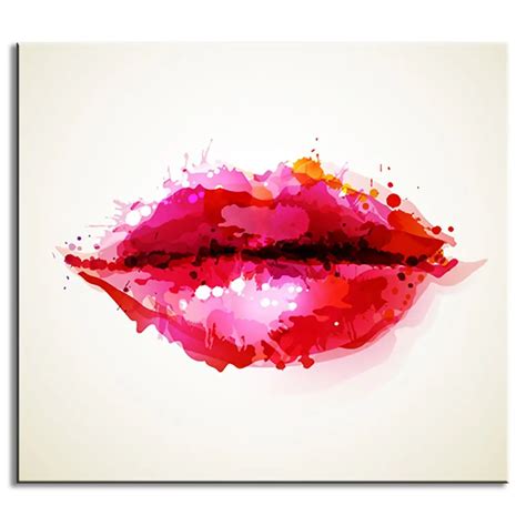 Impressionist Abstract Red Lips Canvas Painting Modern Individuality