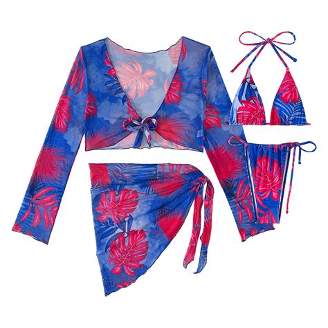 BOOMILK Women Bikini Sets With Cover Up Women S 3pieces Swimsuit Long