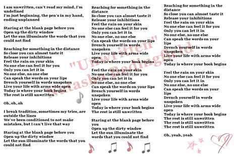 Lyrics to Unwritten by Natasha Bedingfield, dedicated to @Savannah ...