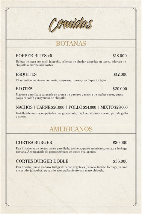 CARTA MENU CORTES :: Behance