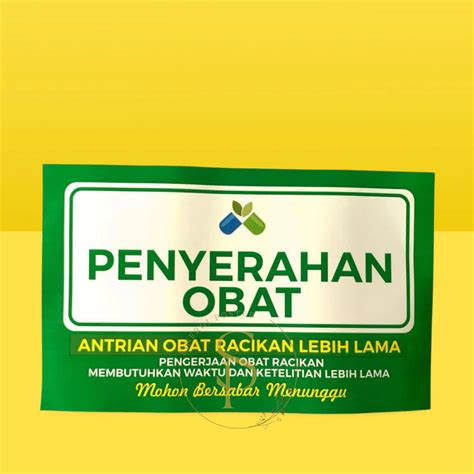 Jual Stiker Penyerahan Obat 31x19 Cm Nama Ruang Klinik Rumah Sakit