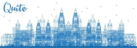 Outline Quito Skyline with Blue Buildings. 16085448 Vector Art at Vecteezy