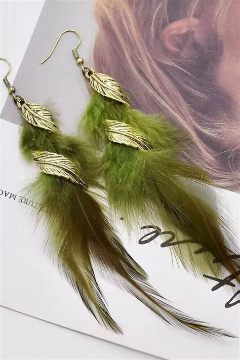 Vintage Chain Tassel Bohemian Feather Earrings In 2024 Feather