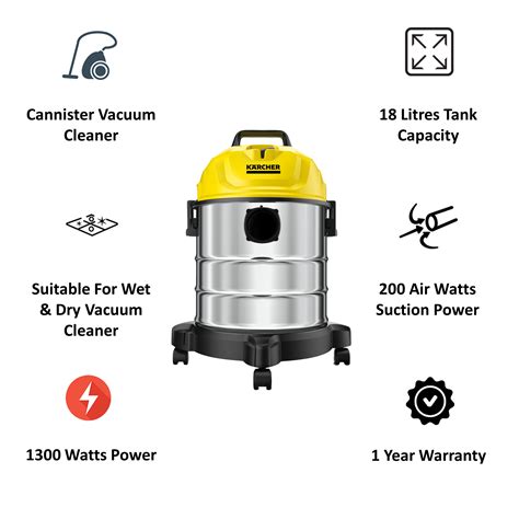 Buy Karcher WD 1s Classic KAP 1300 Watts Wet Dry Vacuum Cleaner 18