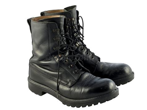 Black British Army Issue Combat Boots Stock Photo - Image of wear ...