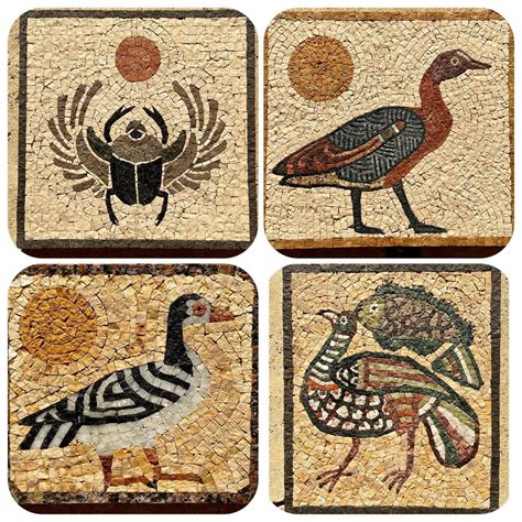 four coasters with different designs and animals on them, all made out ...