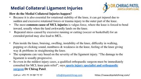 Ppt Understanding And Managing Medial Collateral Ligament Injuries Dr Chirags Bl