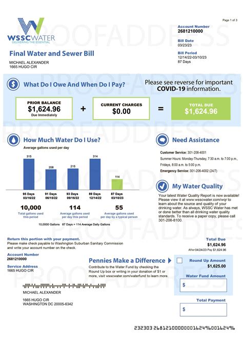 Order Editing Utility Bill Wssc Instant Delivery Custom Info