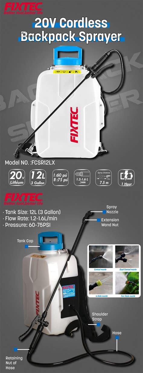 Fixtec Rechargeable Backpack Power Sprayer Electric Portable L