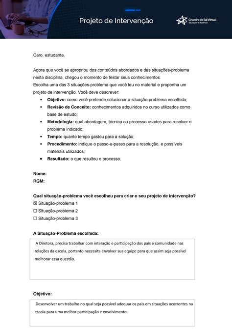 PIC III atividade 1111 Caro estudante Agora que você se apropriou