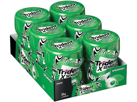 Chiclete Trident X Senses Spearmint Menta Display Garrafa 6 Unidades