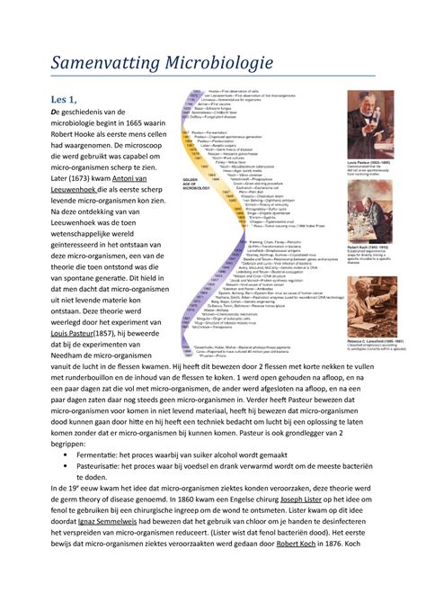 Samenvatting College Samenvatting Van Het Vak Microbiologie