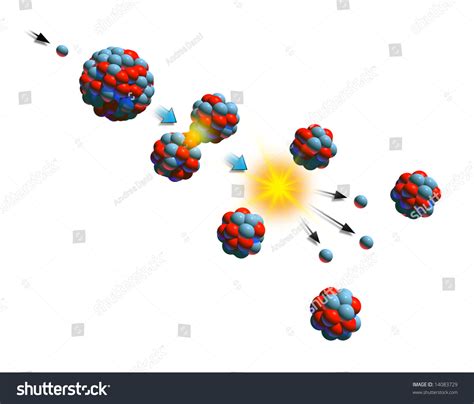 Nuclear Fission Chain Reaction. Digital Illustration. - 14083729 ...