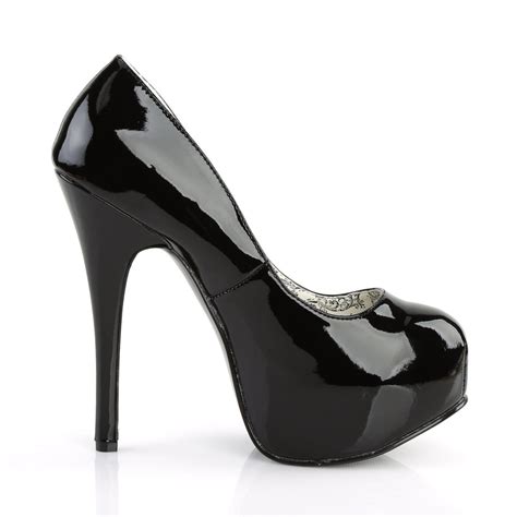 Bordello 5 Inch Heel Teeze 06 Black Pat Platform Pumps