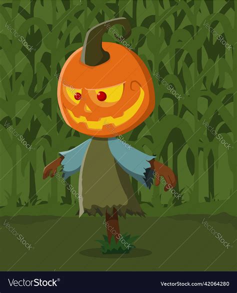 Cartoon Halloween Pumpkin Head Character Vector Image