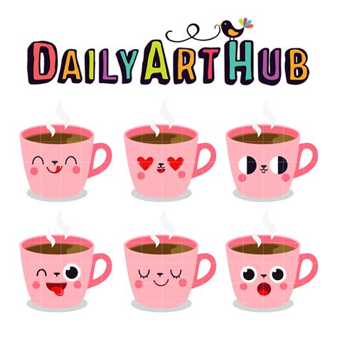 Coffee Clipart Kawaii Coffee Clipart Cute Coffee Clipart Etsy Clip