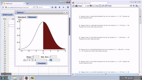 Critical Value Using StatCrunch For A Right Tailed Hypothesis Z Test