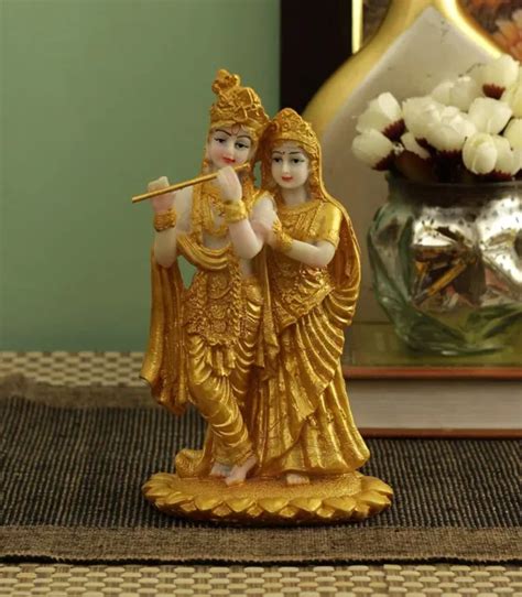 HINDÚ DIOS LORD Krishna Radha Ídolo Escultura Estatua Estatuilla EUR 97