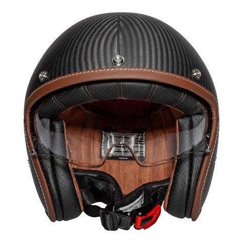 Casque Jet Helstons Naked Noir Carbone Mat Casque Vintage Sur La