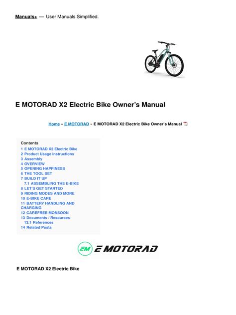 x2 Electric Bike Manual | PDF | Screw | Tire