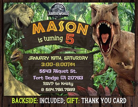 Jurassic World Invitation Jurassic Park Invitations Jurassic Birthday