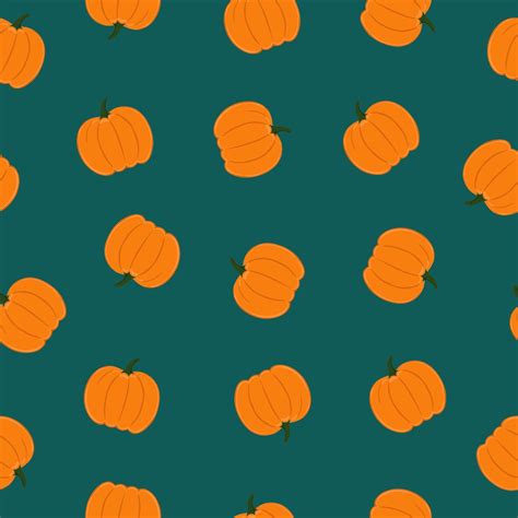 Seamless Pattern Of Pumpkins On Emerald Color Background Background