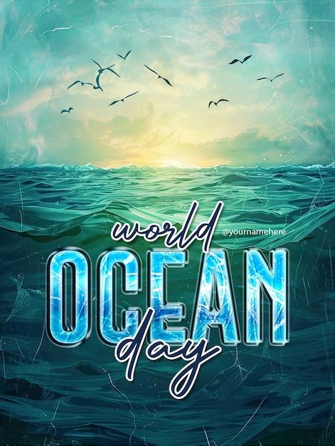 Premium Psd World Oceans Day Poster Template With A Background Of