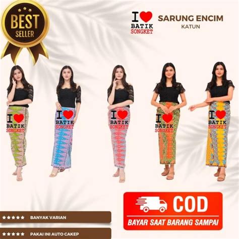 Jual Sarung Encim Betawi Tumpal Pucuk Rebung Kain Batik Bunga Jakarta