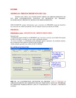 Fillable Online LISTA DE ERROS DE PREENCHIMENTO DE GIA ICMSVerso 3 07