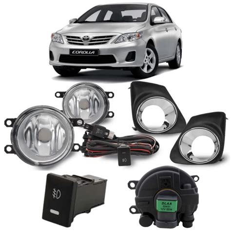 Kit Farol Milha Corolla 2012 a 2014 Aro Cromado Botão Original