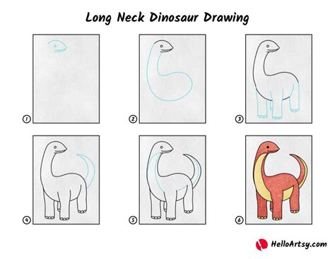 Long Neck Dinosaur Drawing - HelloArtsy