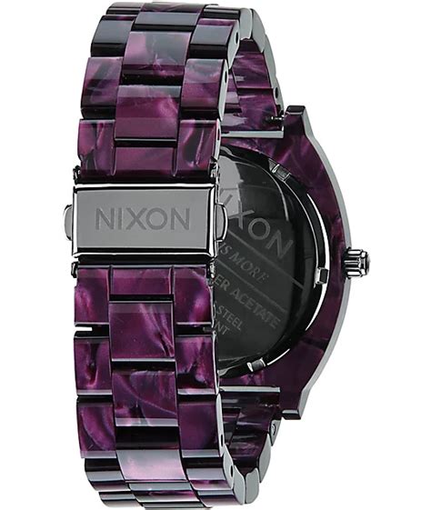 Nixon Time Teller Acetate Gunmetal & Velvet Analog Watch | Zumiez