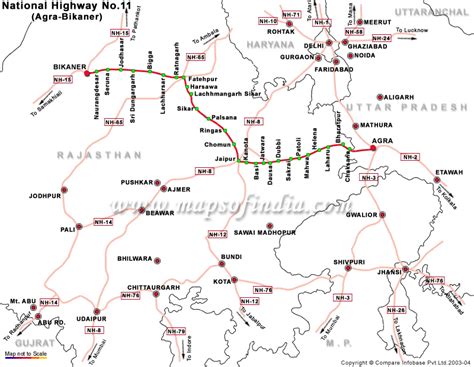 National Highway 11 NH 11 Road Map Agra To Bikaner