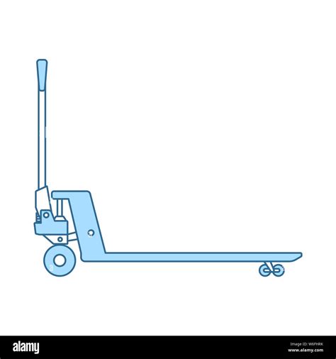 Hydraulic Trolley Jack Icon Thin Line With Blue Fill Design Vector