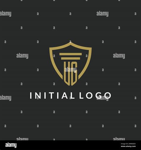 UG Initial Monogram Logo With Pillar And Shield Style Design Ideas