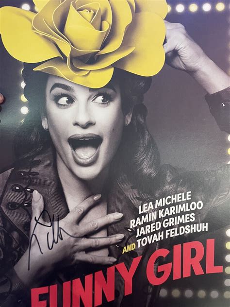 Lea Michele funny girl signed broadway musical poster glee Window Card Playbill Values - MAVIN