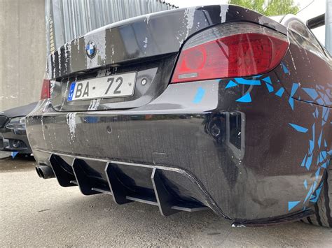 P Performance Rear Bumper Diffuser Addon With Ribs Fins For BMW E60