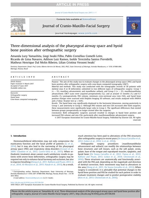 Pdf Three Dimensional Analysis Of The Pharyngeal Airway Space And